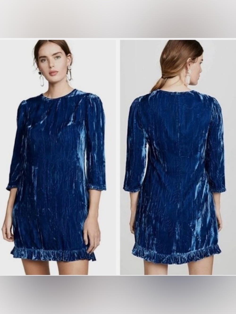 Shoshanna Midnight Blue Crushed Velvet Mini Dress